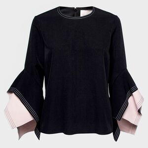 Roksanda Black Crepe Asymmetric Sleeve Black and Pink Women's Top size 8